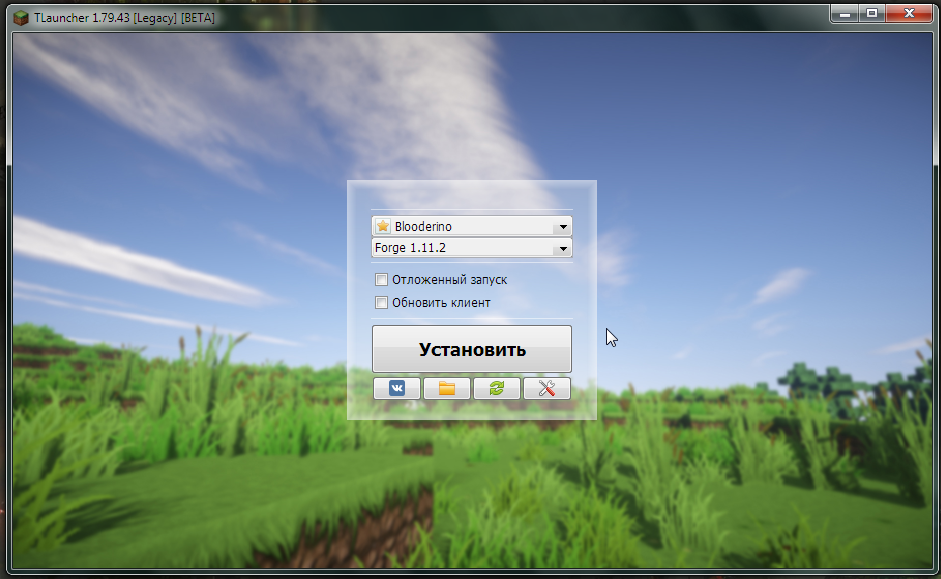 Окно лаунчера с выбранной версией с Forge