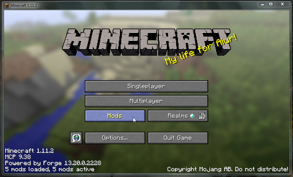 Game main menu